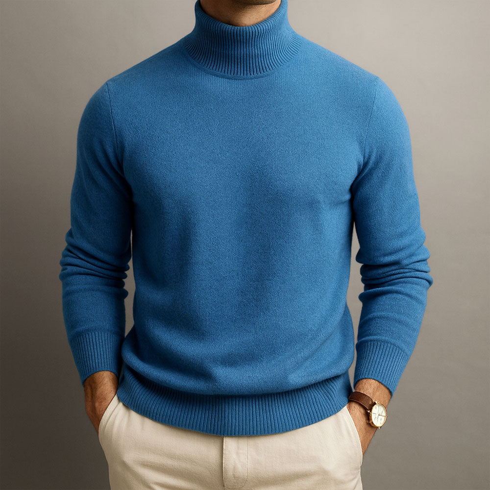 Kaschmir-Rollkragenpullover mit erhöhtem Kragen – weich & elegant - Blau / XS - Pullover & Strickwaren