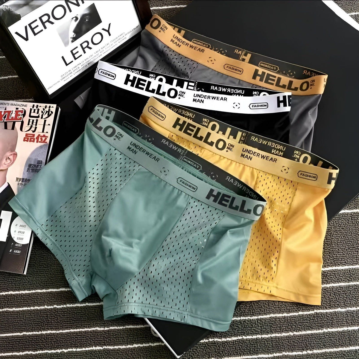 Kevin Sets - Atmungsaktive Elastische Mesh Herren Boxershorts - 4pcsA / L - Herren-Set