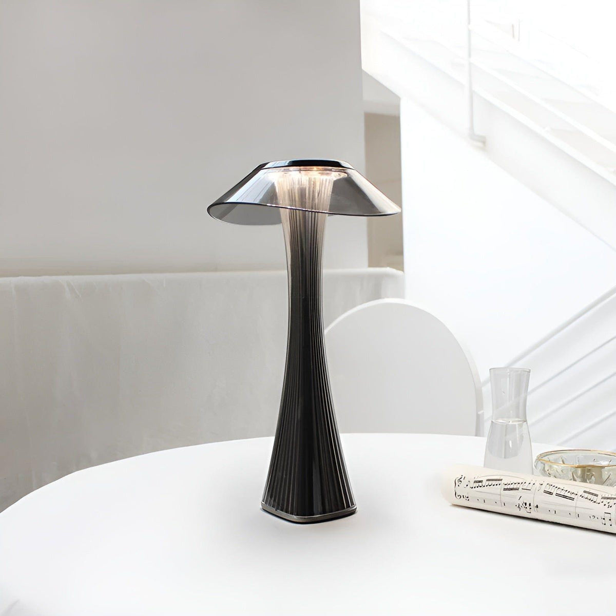 Gior Tischlampe - Wiederaufladbar Italienisch Kristall Nachttischlampe mit Smart Touch - Tischlampe