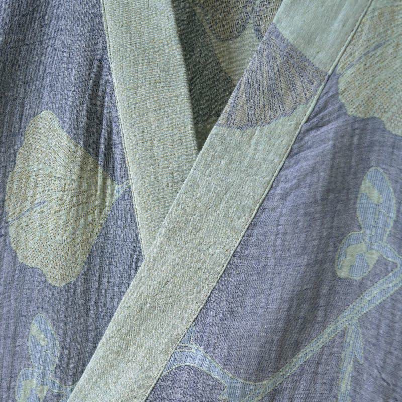 Kimono-Bademantel Damen mit Ginkgo-Muster – Wendbares Design - Bademantel