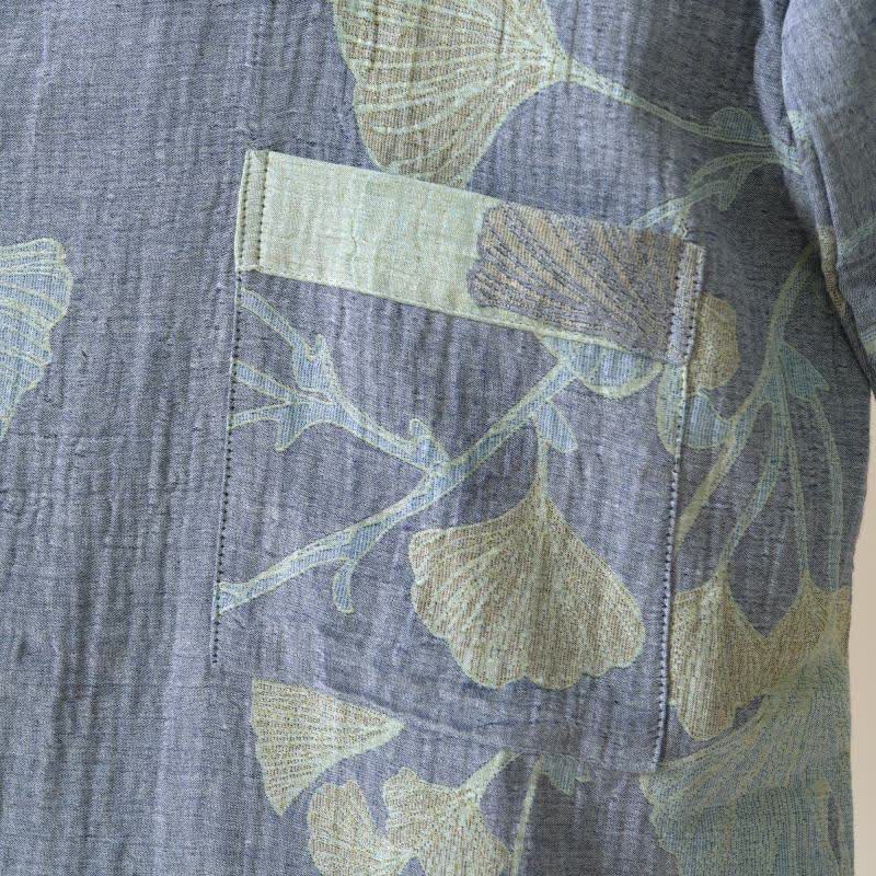 Kimono-Bademantel Damen mit Ginkgo-Muster – Wendbares Design - Bademantel