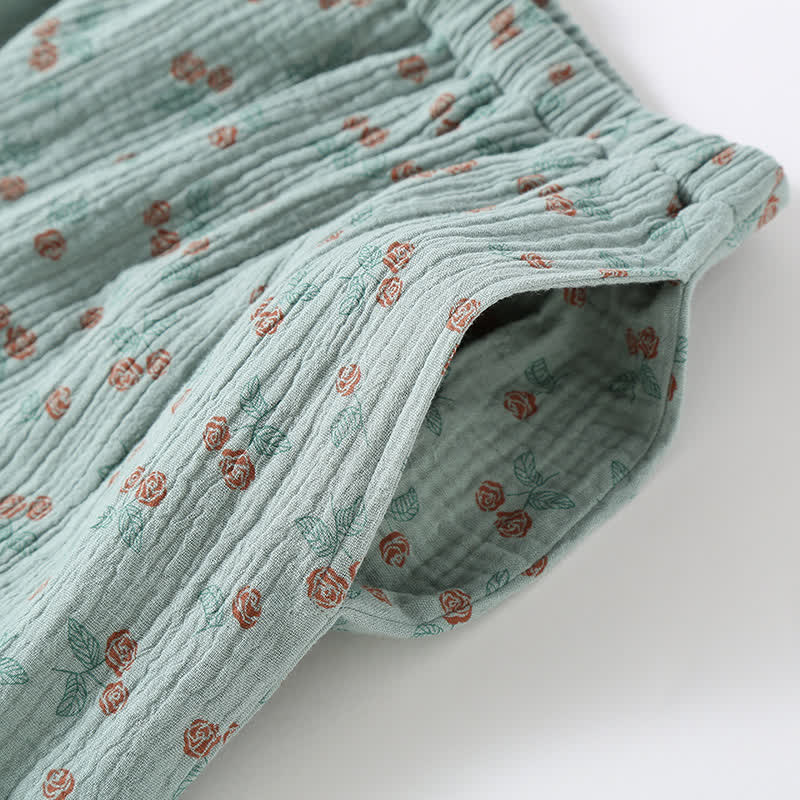 Kimono Pyjama Damen – Baumwolle mit Blumenprint - Loungewear