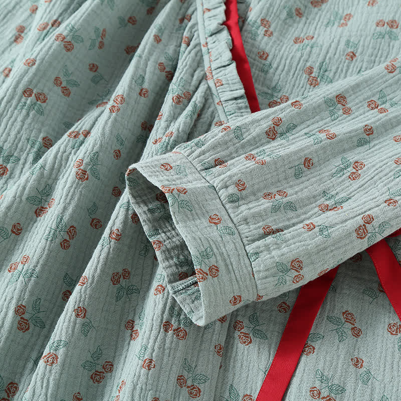 Kimono Pyjama Damen – Baumwolle mit Blumenprint - Loungewear