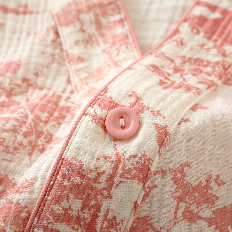 Kimono Pyjama Set aus Baumwolle – leichtes atmungsaktives Loungewear für Damen - Loungewear