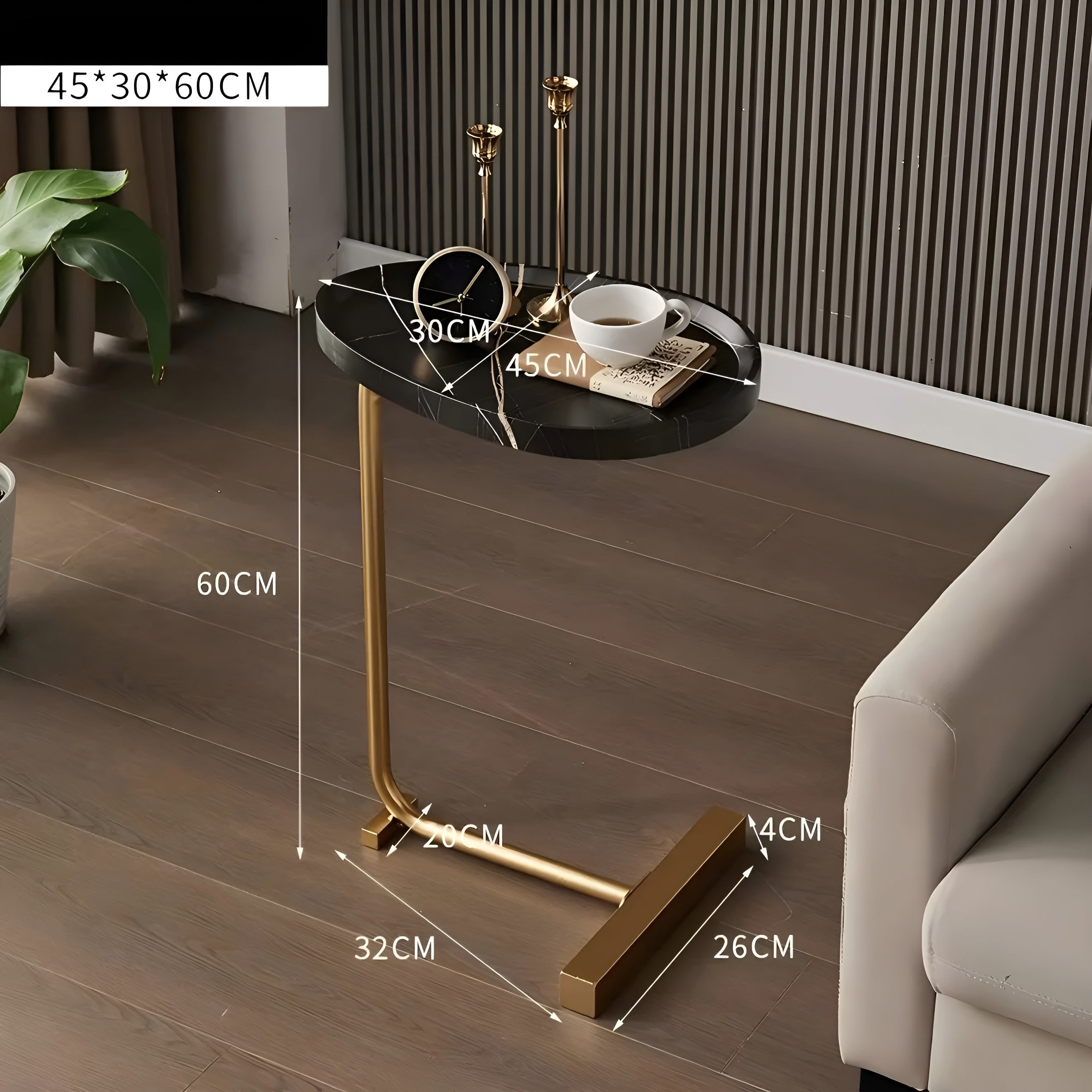 Kleiner rollbarer Couchtisch – Stilvoll und vielseitig | Kompakt für Zuhause Hotel oder Gästezimmer - Gold-Schwarz