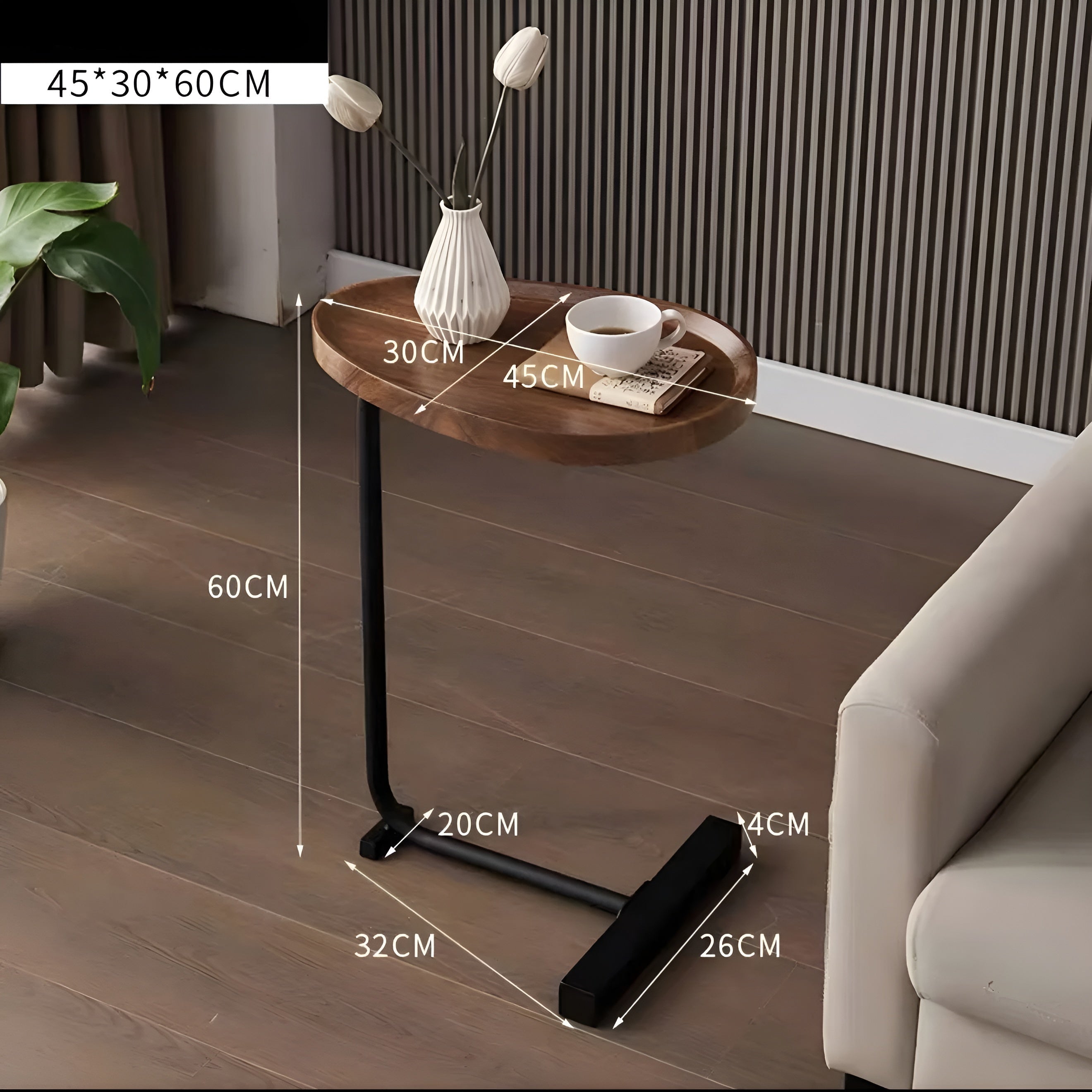 Kleiner rollbarer Couchtisch – Stilvoll und vielseitig | Kompakt für Zuhause Hotel oder Gästezimmer - Gold-Nussbaum