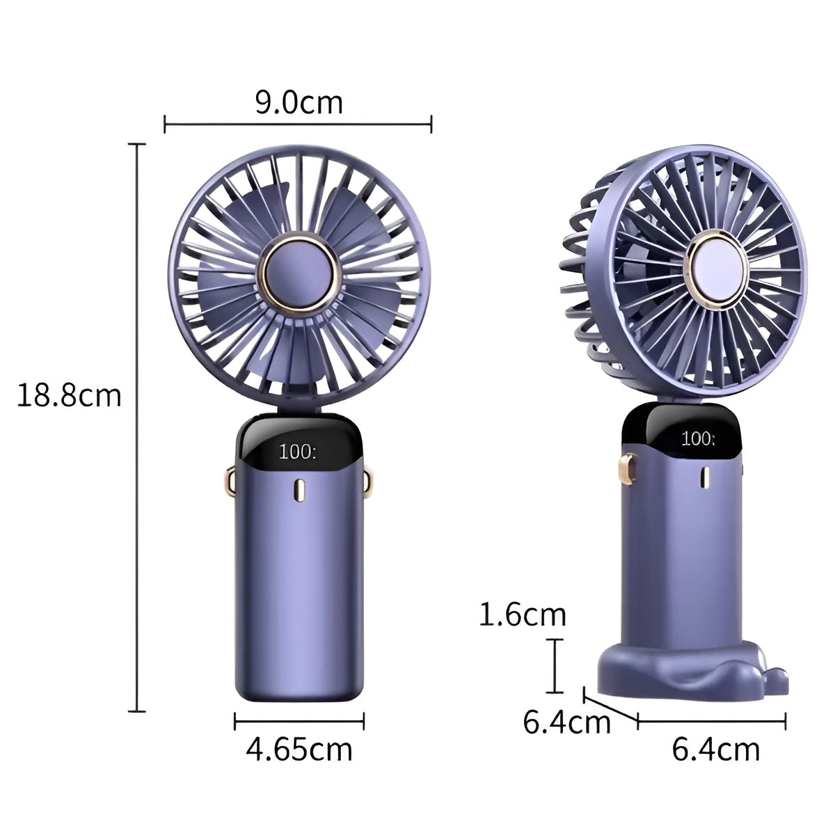 Kompakter Usb Handventilator – Tragbarer Mini-ventilator MIT Led-anzeige 5 Geschwindigkeitsstufen Und Klappbarem Design