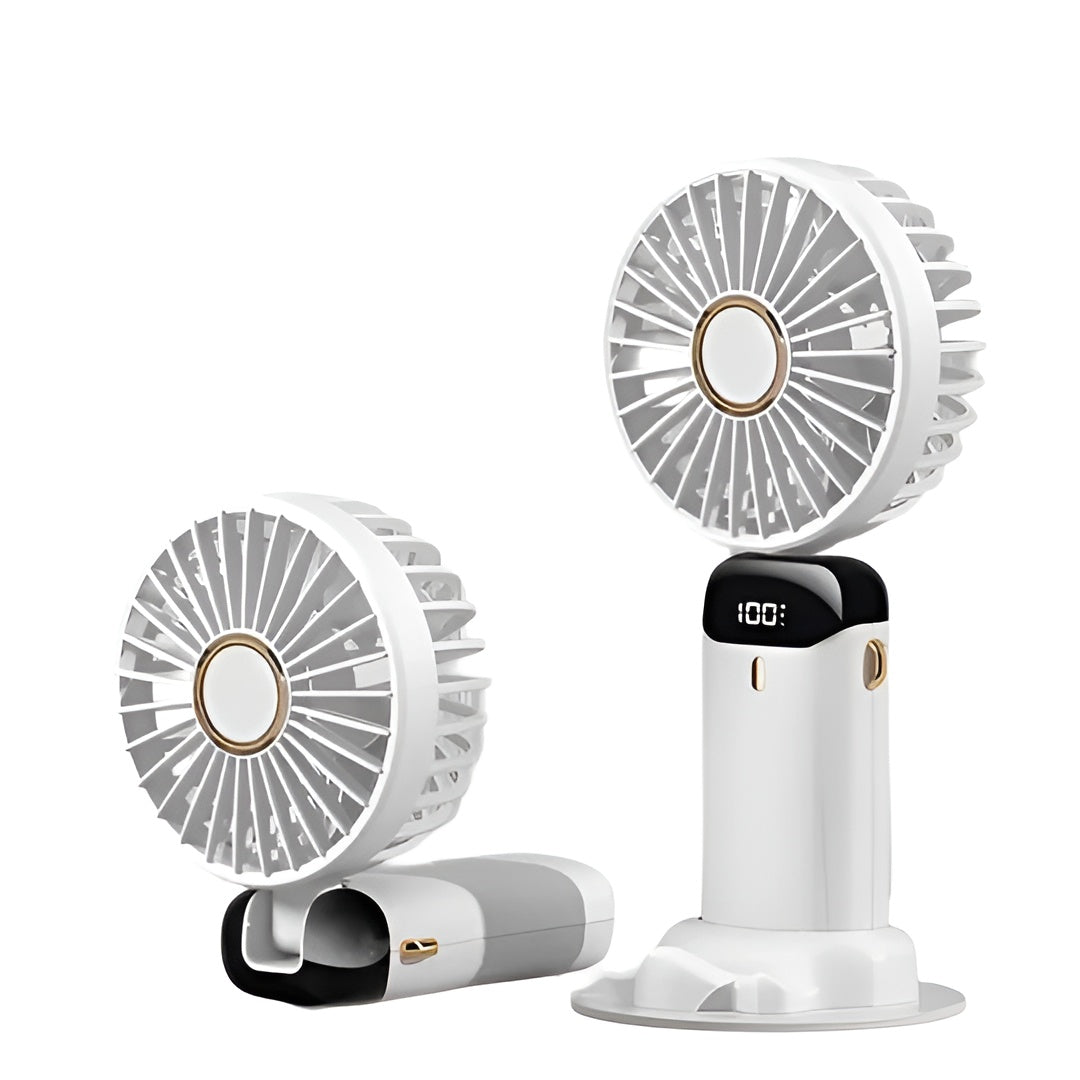 Kompakter Usb Handventilator – Tragbarer Mini-ventilator MIT Led-anzeige 5 Geschwindigkeitsstufen Und Klappbarem Design