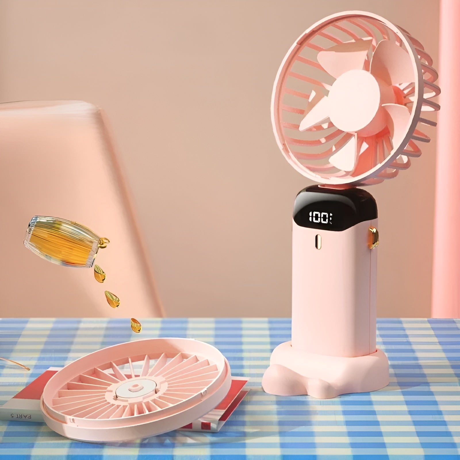 Kompakter Usb Handventilator – Tragbarer Mini-ventilator MIT Led-anzeige 5 Geschwindigkeitsstufen Und Klappbarem Design