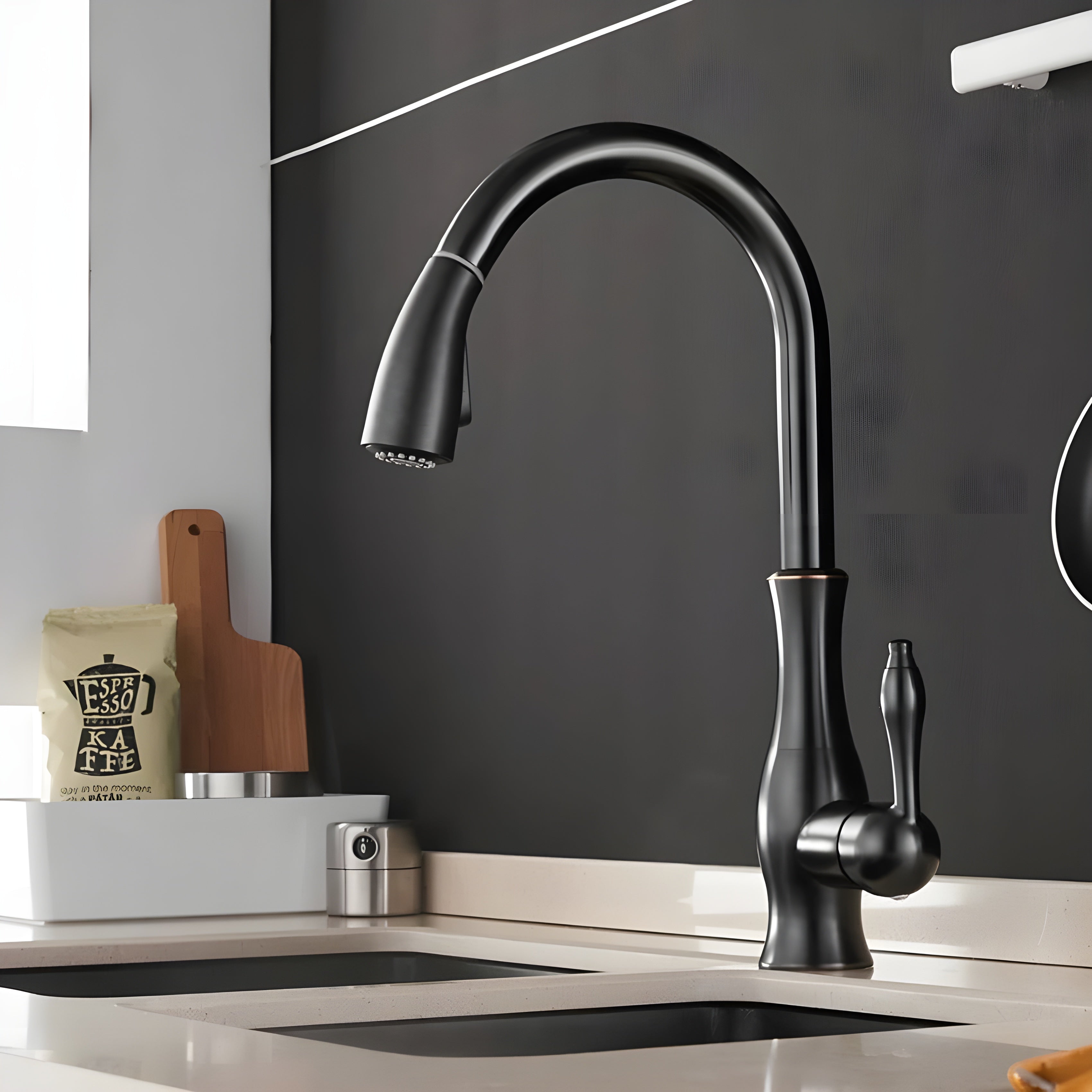 Küchenarmatur mit ausziehbarem Brausekopf – 360° drehbar | Ideal für Spüle und Abwasch - Schwarz - Wohnzubehör