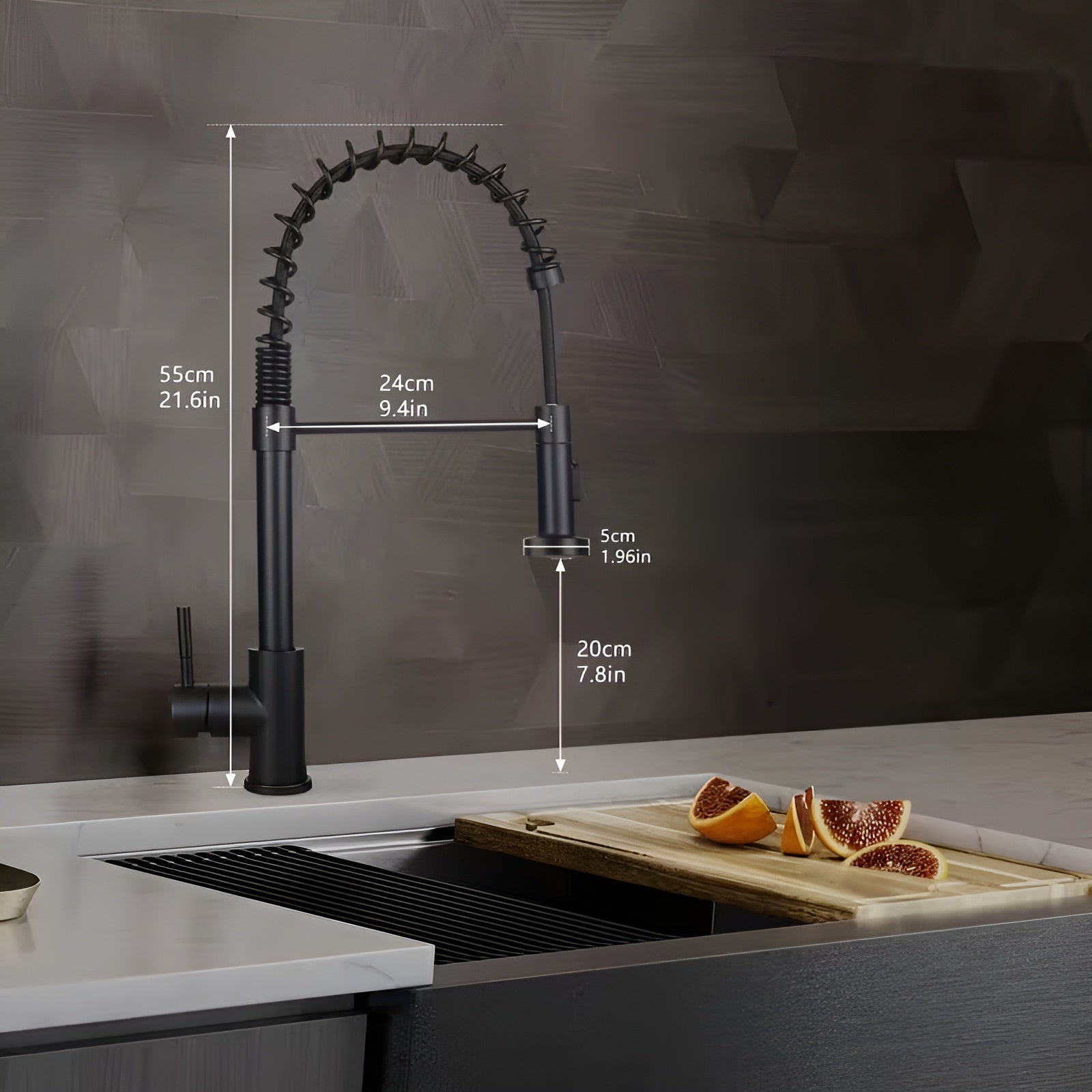 Küchenarmatur mit Brause – Hochdruck Wasserhahn mit Ausziehfunktion | 360° schwenkbar Edelstahl in Schwarz oder Weiß