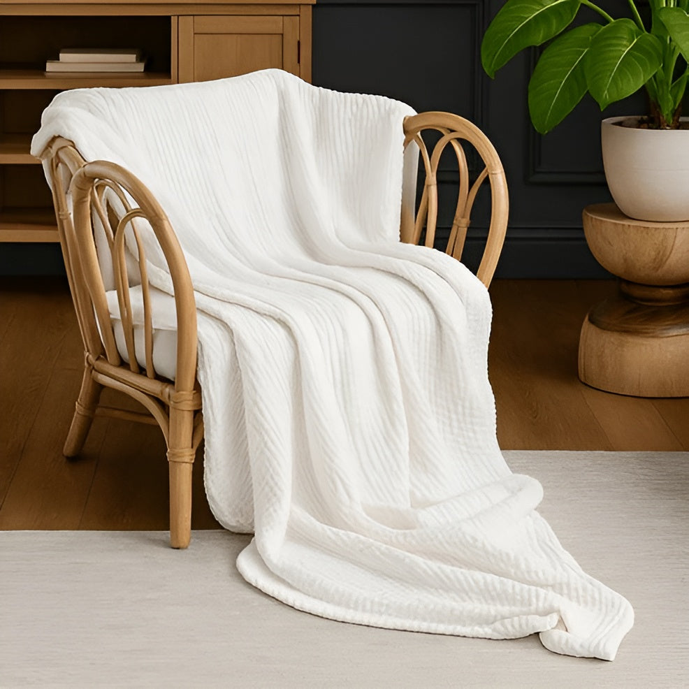 Kühlende Baumwolldecke – Atmungsaktive Sommerdecke für warme Nächte - Weiß / Einzelbett 130 x 150 cm - Decke