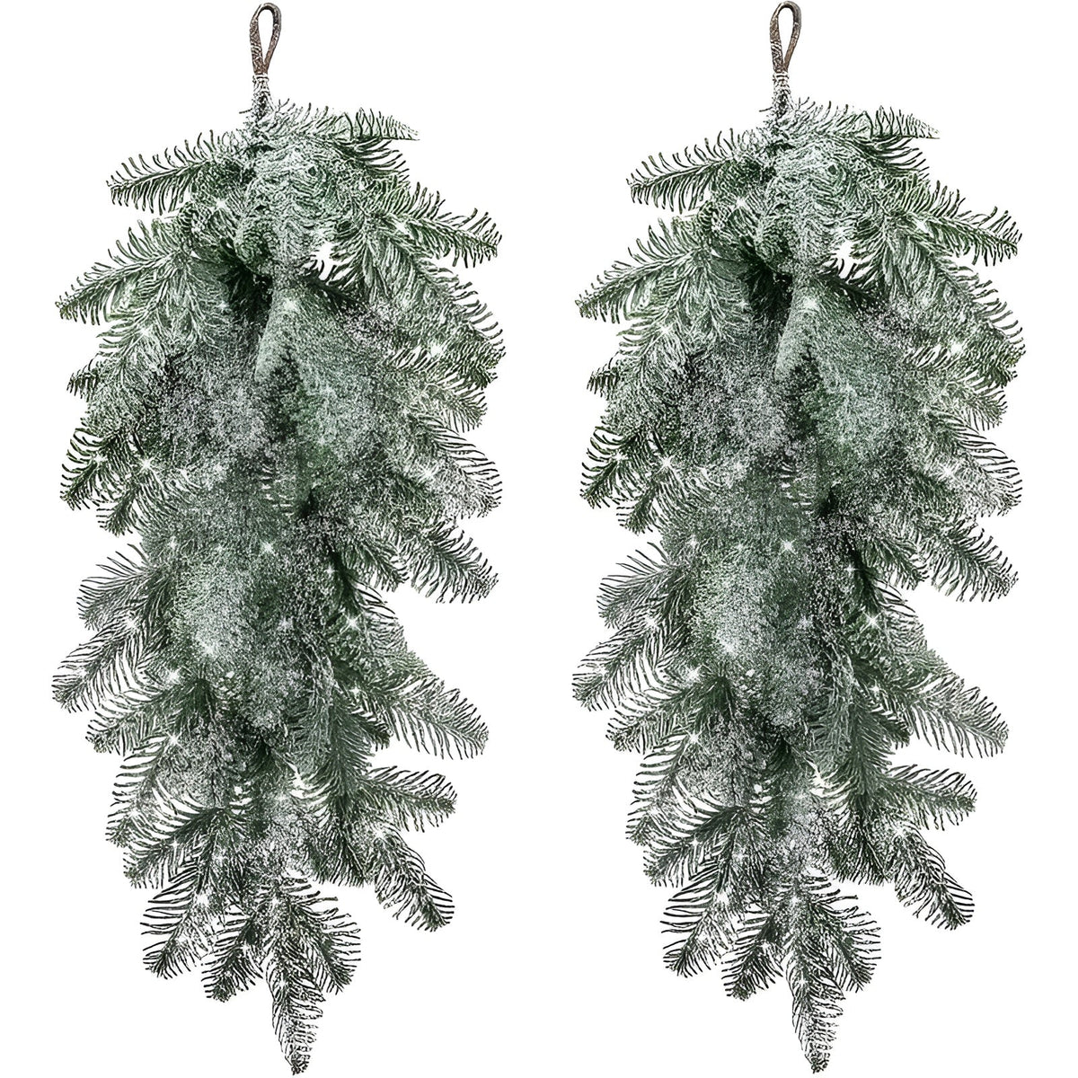 Künstliche Weihnachtsgirlande – Mit Schneeperlen und Frost-Effekt | Dekorative Hängedeko für Tür Kamin &