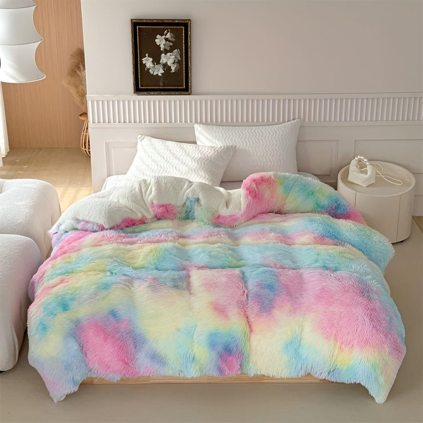 Kuscheldecke aus Plüsch – Dick Warm und Bunt | Perfekt für Sofa oder Bett - Farbpuder / 150cm*200cm - Saisonale