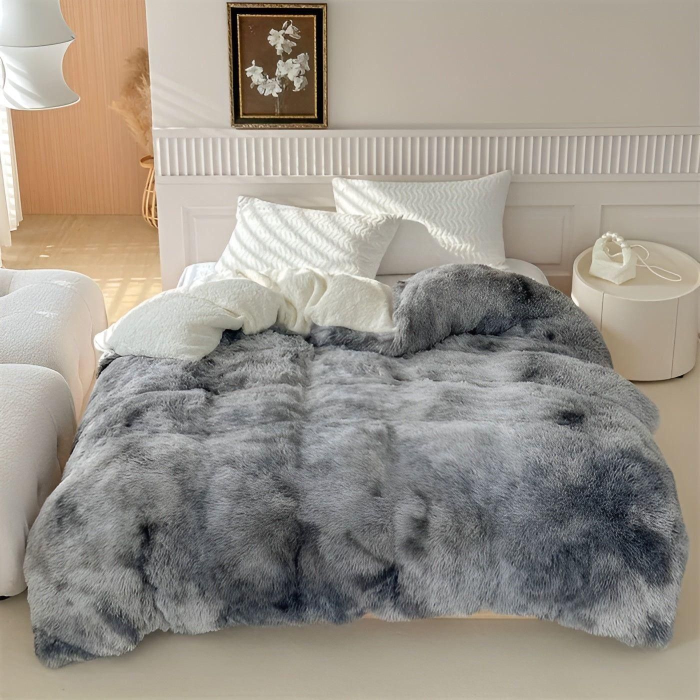 Kuscheldecke aus Plüsch – Dick Warm und Bunt | Perfekt für Sofa oder Bett - Phantom Grau / 150cm*200cm - Saisonale