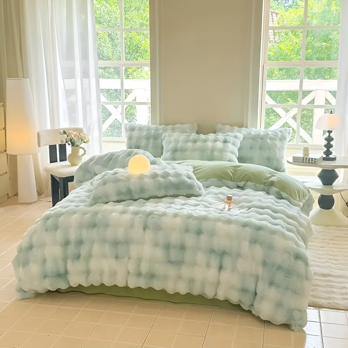 Kuscheliger Plüsch-Bettbezug – Warm und Weich für Herbst & Winter | Beidseitiges Design aus Kaninchenfell & Milchsamt