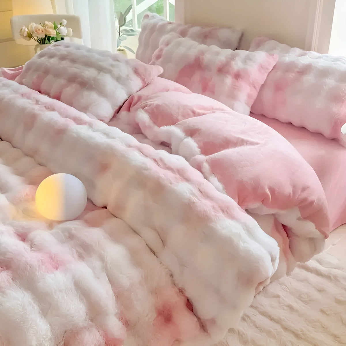 Kuscheliger Plüsch-Bettbezug – Warm und Weich für Herbst & Winter | Beidseitiges Design aus Kaninchenfell & Milchsamt