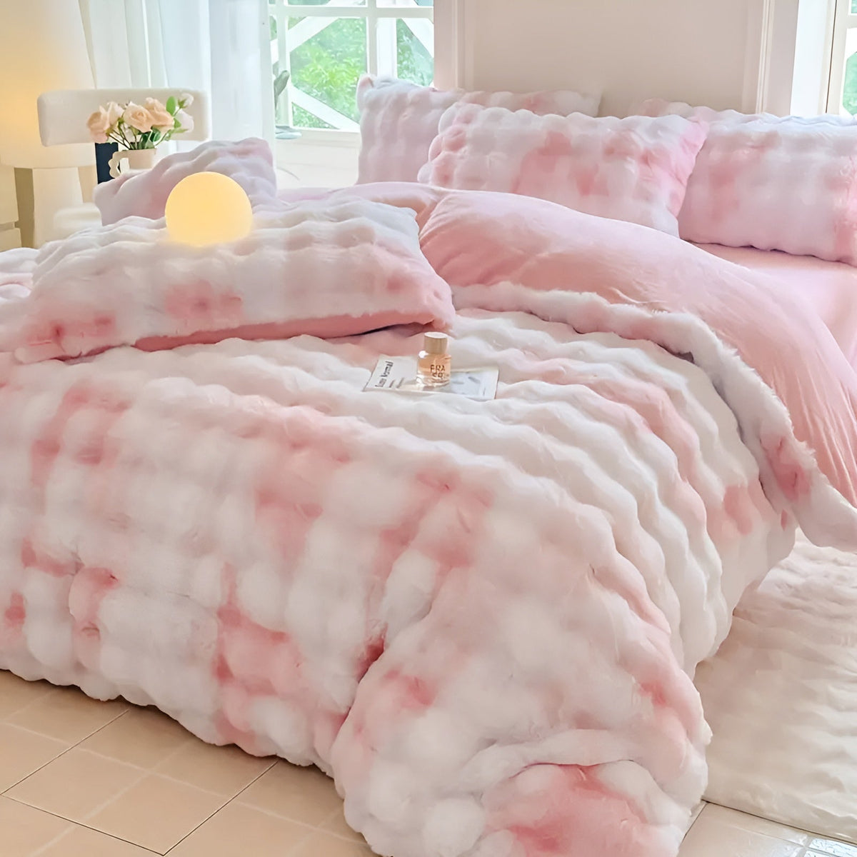 Kuscheliger Plüsch-Bettbezug – Warm und Weich für Herbst & Winter | Beidseitiges Design aus Kaninchenfell & Milchsamt