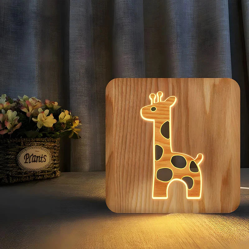 Kinder-Nachttischlampe aus Holz – Warmes Licht für ruhige Nächte