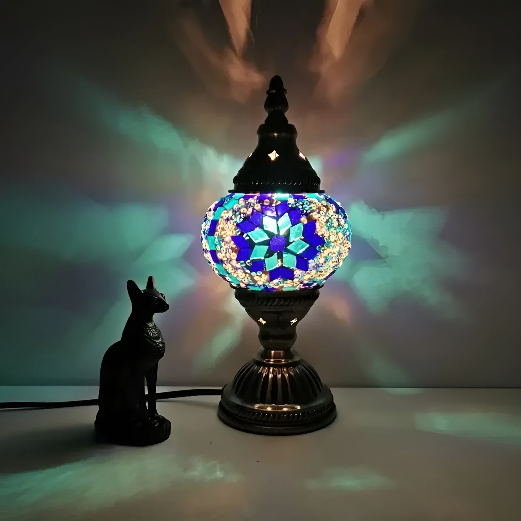 Vintage-Kunst-Mosaik-Tischlampe – Deco Handgefertigte Lamparas De Mesa Mosaikglas-Nachttischlampe Lamparas Con Mozaïek Nachtlicht