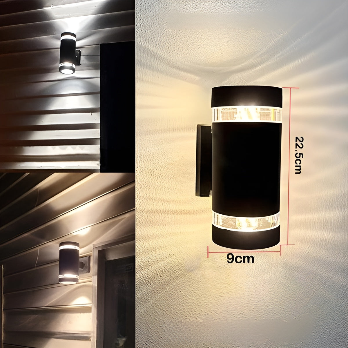 LED Außenwandleuchte – Modernes Up-&-Down-Licht | Wasserdicht für Garten & Balkon - Runde 1 Schicht / Warmweiß