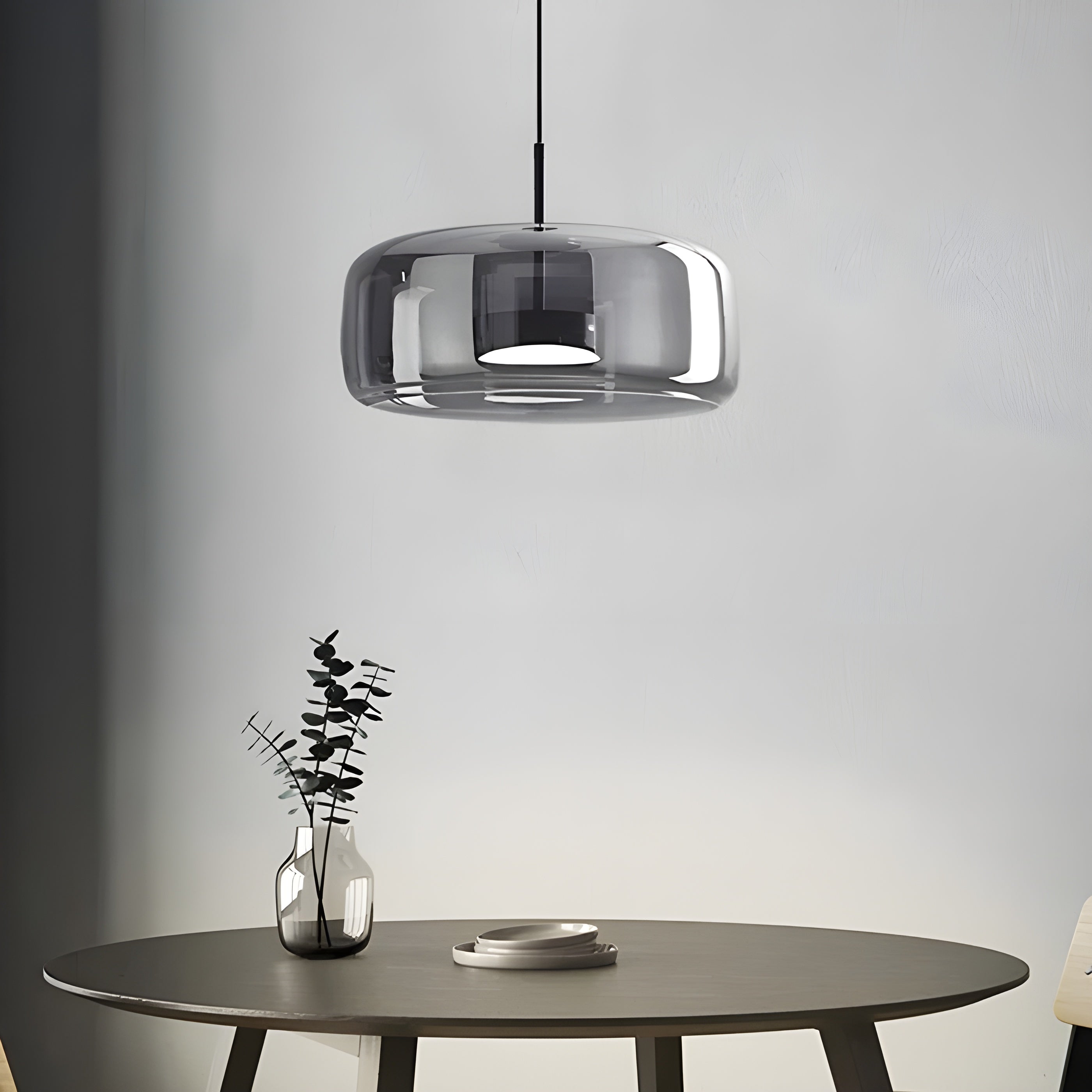 LED-Pendelleuchte Glas – Retro-Design mit Warmem Licht für Esszimmer & Küche - Rauchgrau / 33cm / Warmes Weiß