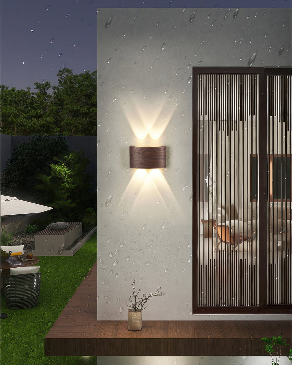 LED Wandleuchte mit Holzoptik – Elegante Innen- und Außenleuchte - Wandleuchten