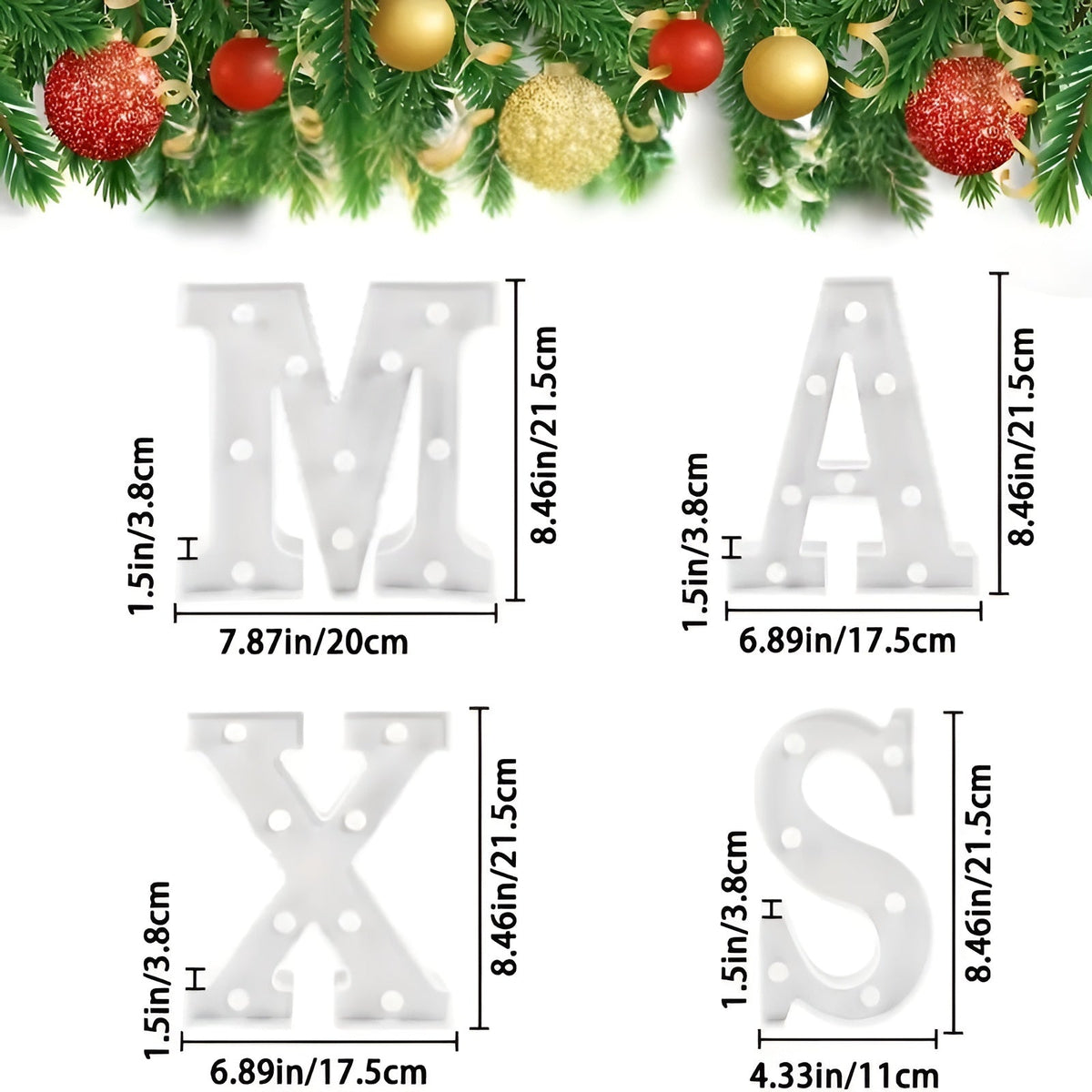LED Weihnachtsbuchstaben – Festliche Leuchtschrift in Warmem Gelb | Batteriebetrieben für Innendekoration &
