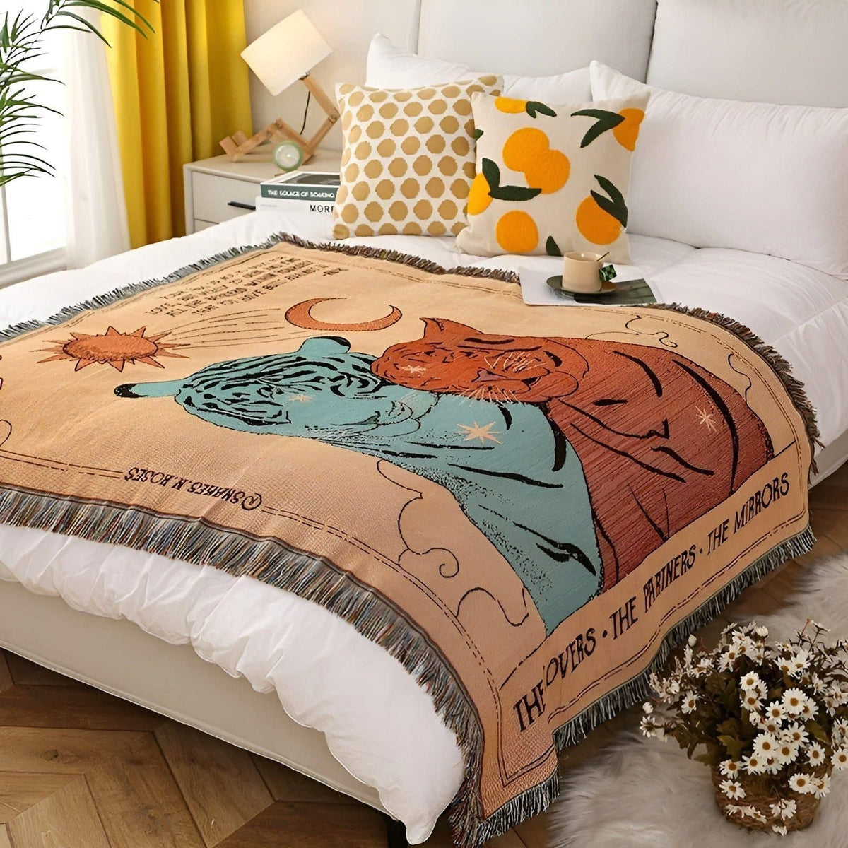 LeopardLuxe Blanket - Multifunktionale Leopard-Wurfdecke mit Cobertor-Tasseln - Brauner Tiger / 130x160cm - Decke