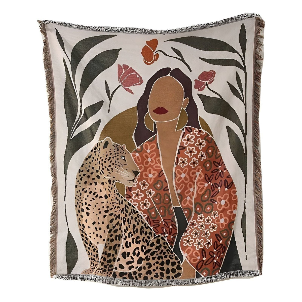 LeopardLuxe Blanket - Multifunktionale Leopard-Wurfdecke mit Cobertor-Tasseln - Damen Leopard / 130x160cm - Decke