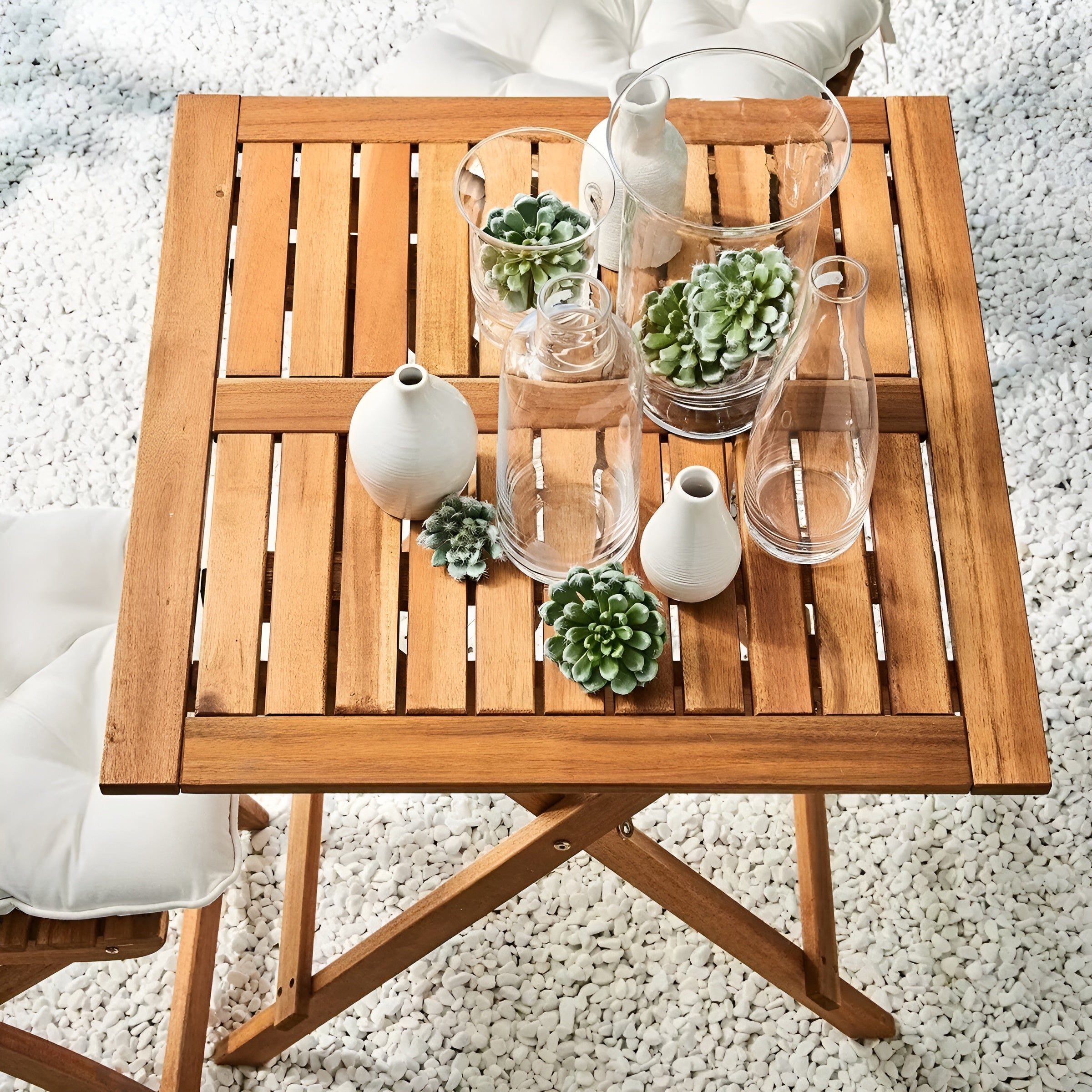 LODGE 3-teiliges Gartenmöbel-Set – Klappbares Bistro-Set aus massivem Akazienholz - Gartenmöbel-Set