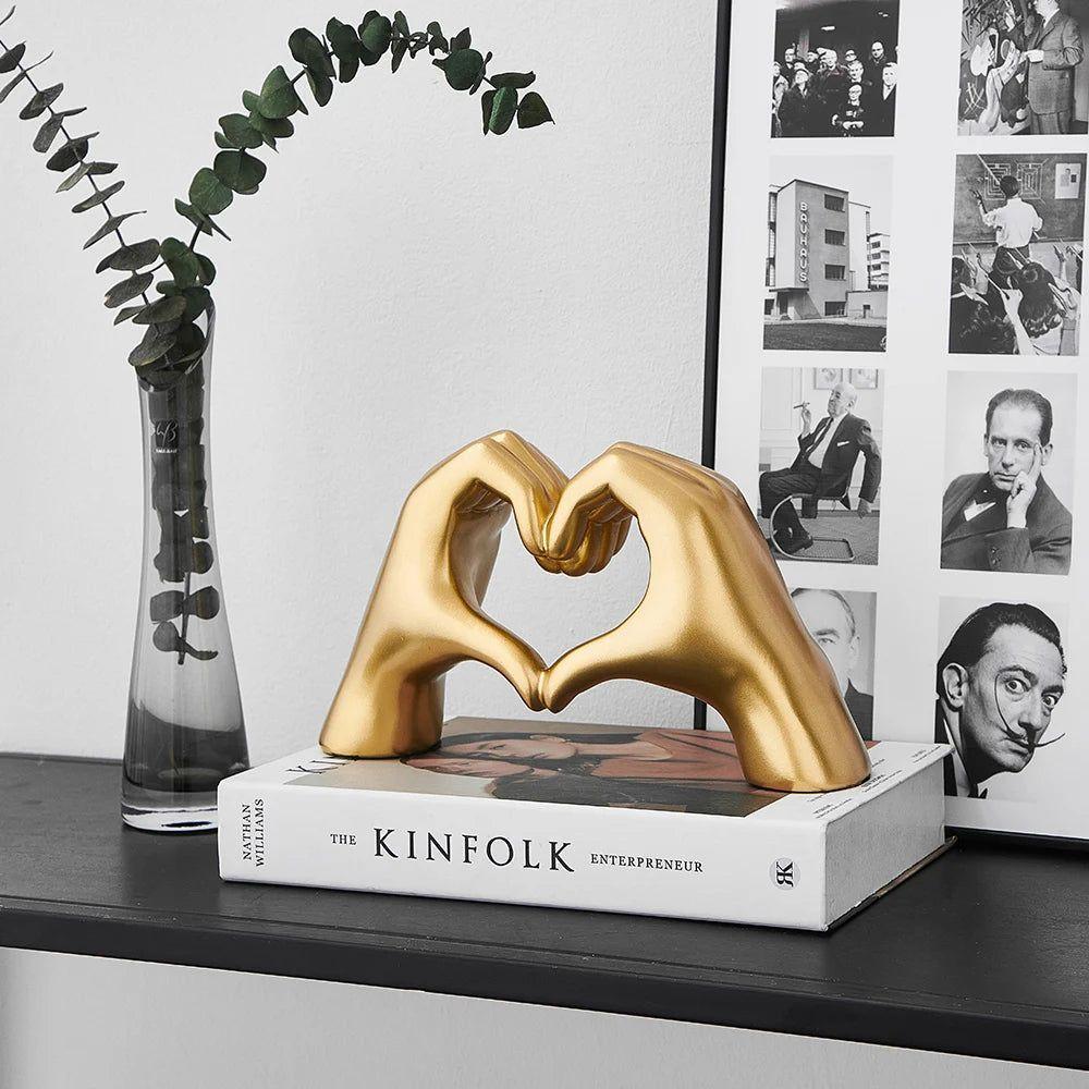 Love Hands - Ästhetisches Herz Hände Zimmer Dekor - Gold - Skulptur