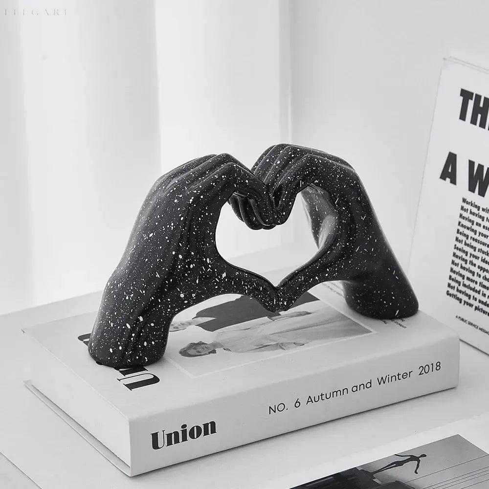 Love Hands - Ästhetisches Herz Hände Zimmer Dekor - Schwarz - Skulptur