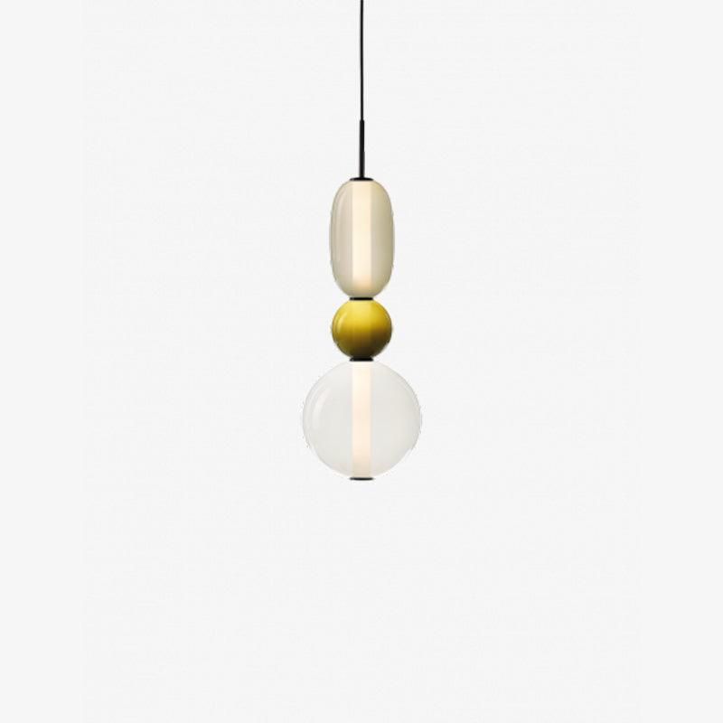 LumiSphere Light - Modern Colored Glass LED Pendant Light - Modell B Grün ∅ 6,3″ x H 21,7″ / Durchmesser 16cm x H 55cm