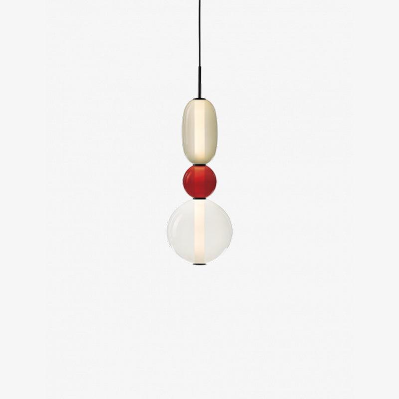 LumiSphere Light - Modern Colored Glass LED Pendant Light - Modell B Rot ∅ 6,3″ x H 21,7″ / Durchmesser 16 cm x H 55 cm