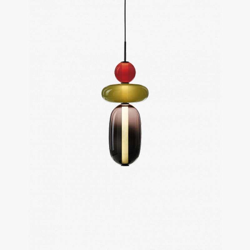 LumiSphere Light - Modern Colored Glass LED Pendant Light - Modell C Grün ∅ 7,1″ x H 21,5″ / Durchmesser 18 cm x H 54,5
