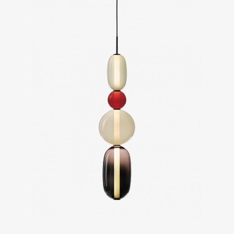 LumiSphere Light - Modern Colored Glass LED Pendant Light - Modell F Rot ∅ 6,3″ x H 29,9″ / Durchmesser 16 cm x H 76 cm