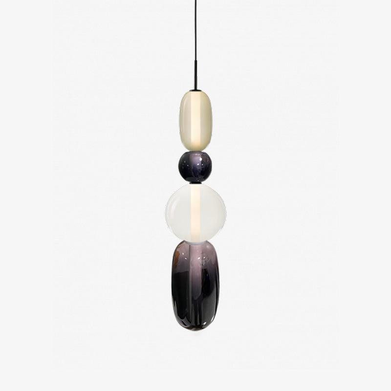 LumiSphere Light - Modern Colored Glass LED Pendant Light - Modell F Schwarz 6,3″ x H 29,9″ / Durchmesser 16cm x H 76cm