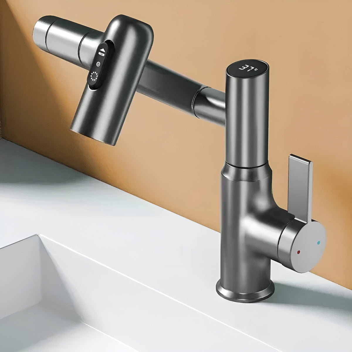 Lustraflow 360° Smart-Wasserhahn – LED-Temperaturanzeige | Intelligente Wassersteuerung - Waschtischarmaturen