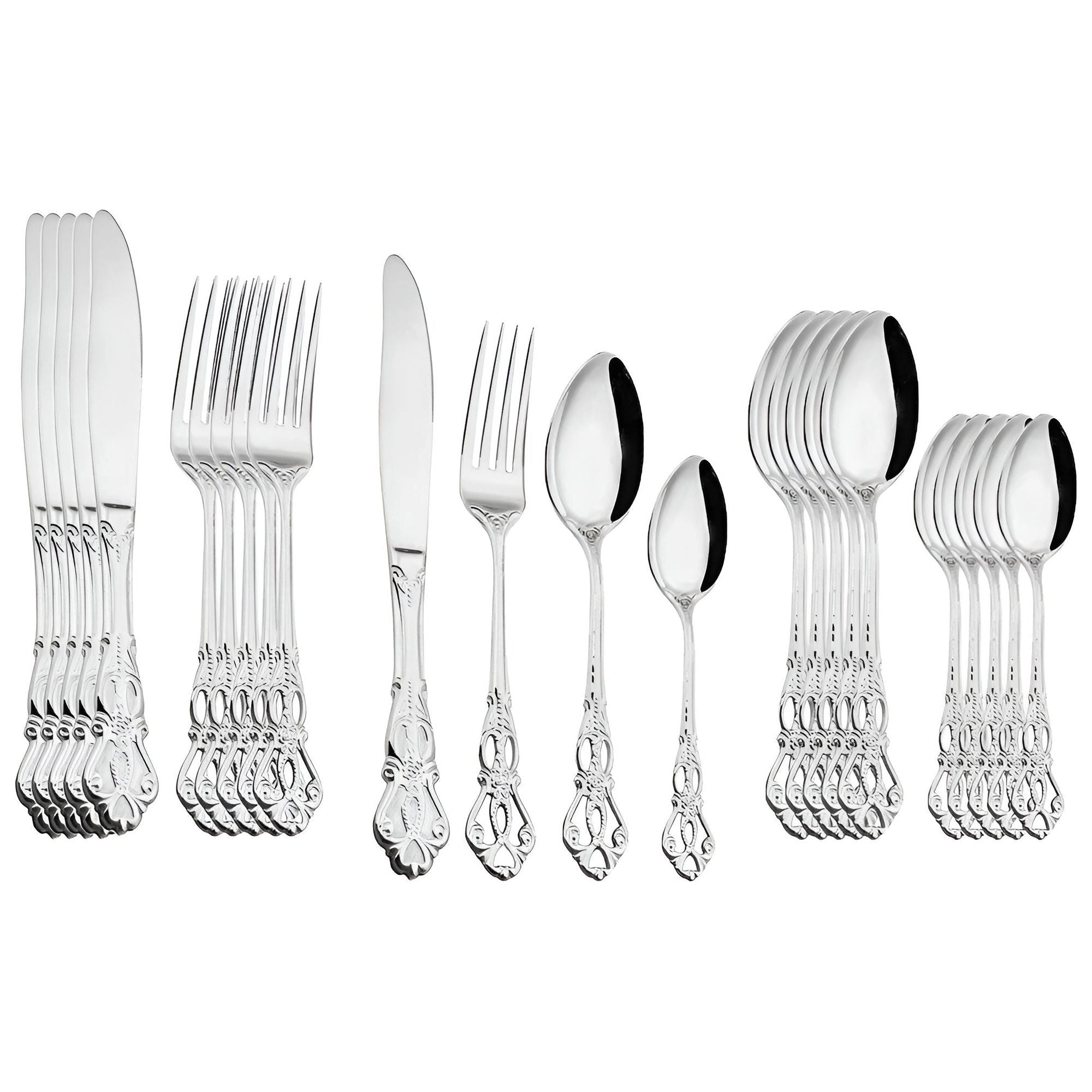 LuxeDining Cutlery Set - Edelstahl Spülmaschinenfeste Besteck Set - Silber 24pcs - Besteck-Set