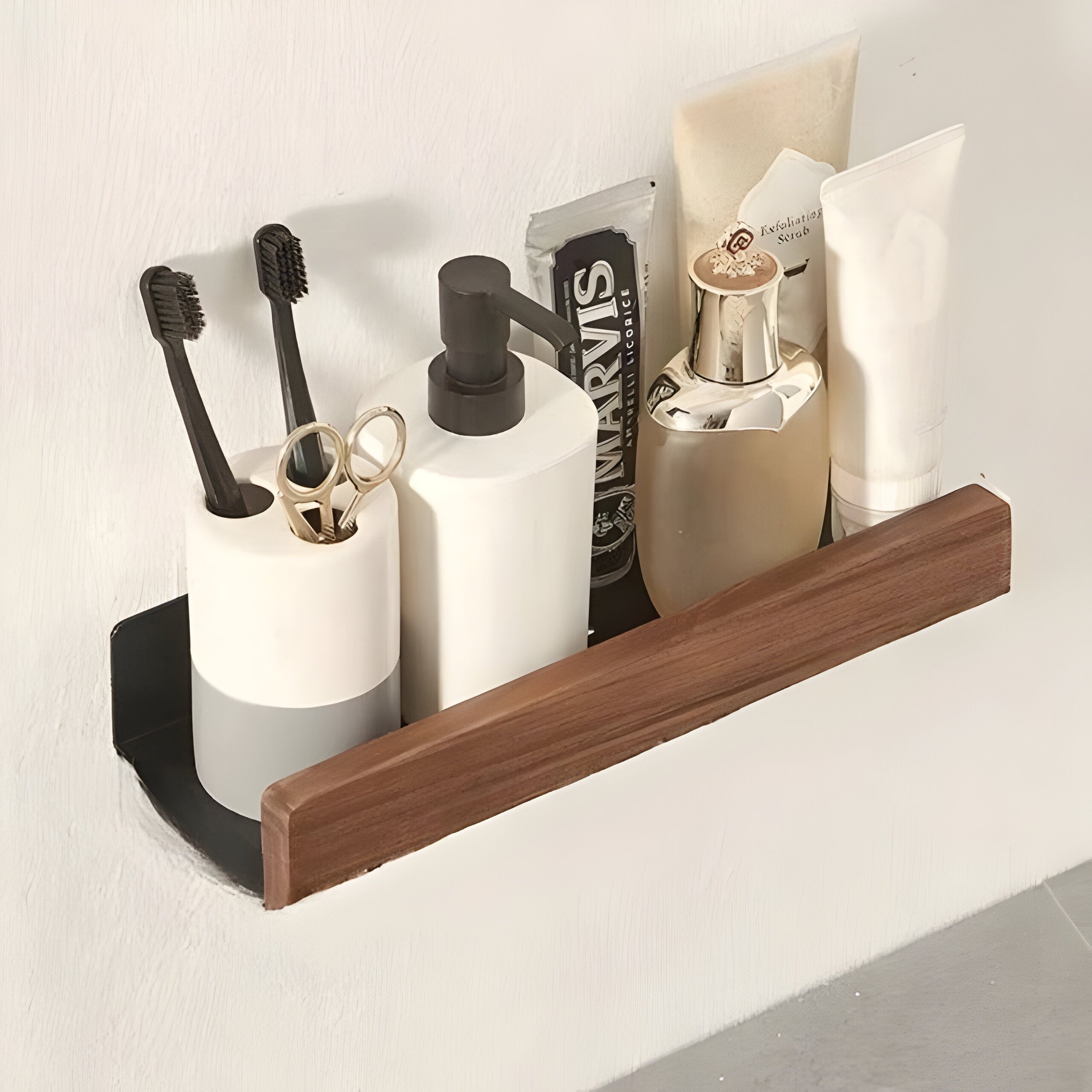 LuxeWood Regal - Hölzernes Badezimmer-Organisationsregal - Braun / S (20cm) - Wandregal