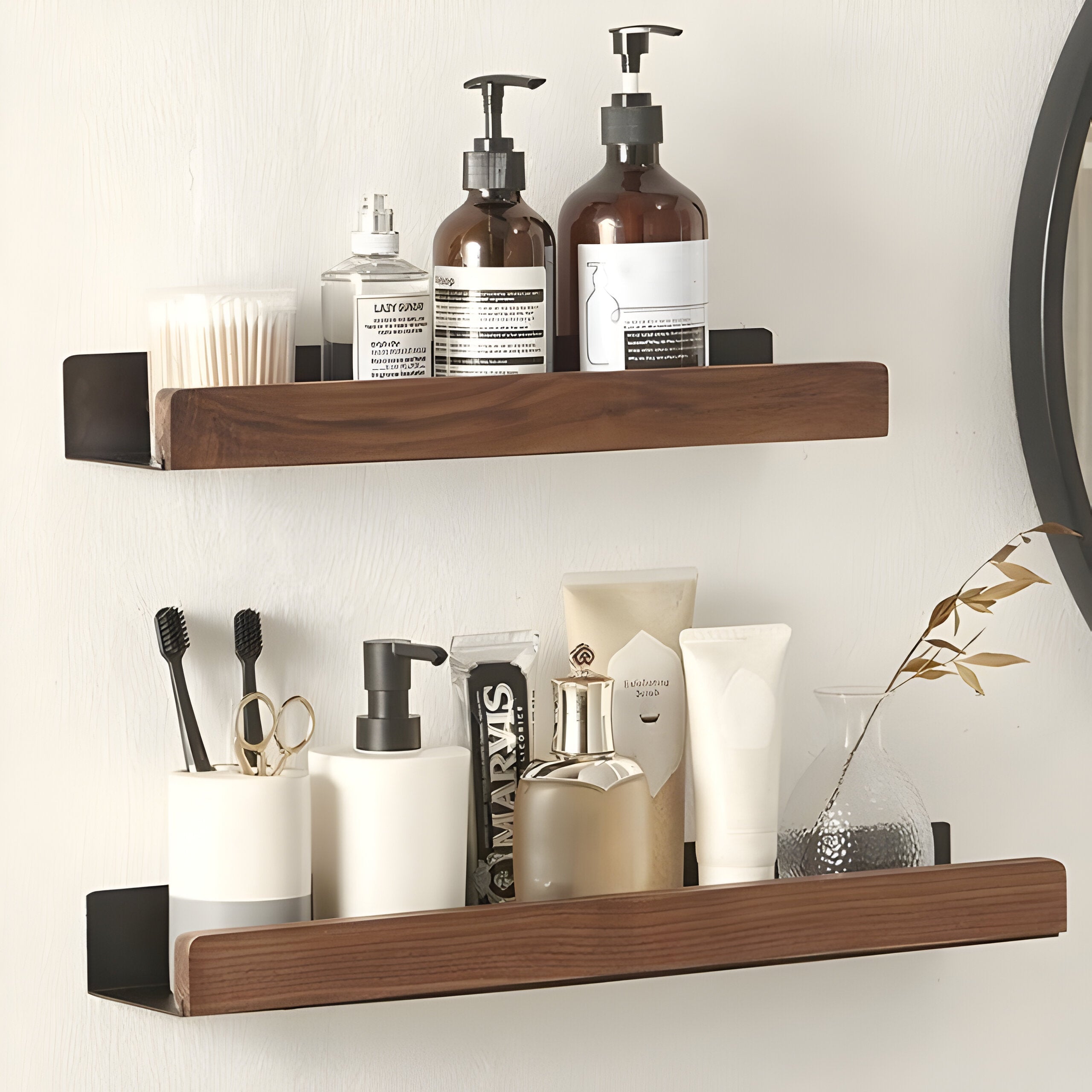 LuxeWood Regal - Hölzernes Badezimmer-Organisationsregal - Wandregal