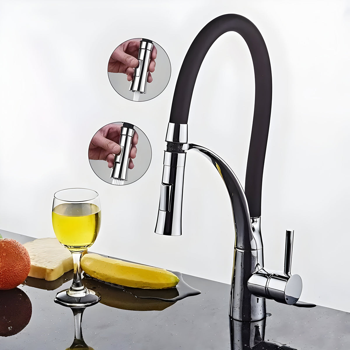 LuxSpout – Moderner 360°-Edelstahl-Wasserhahn – Hochwertiger Edelstahl-Wasserhahn mit Schwenkfunktion - Chrom