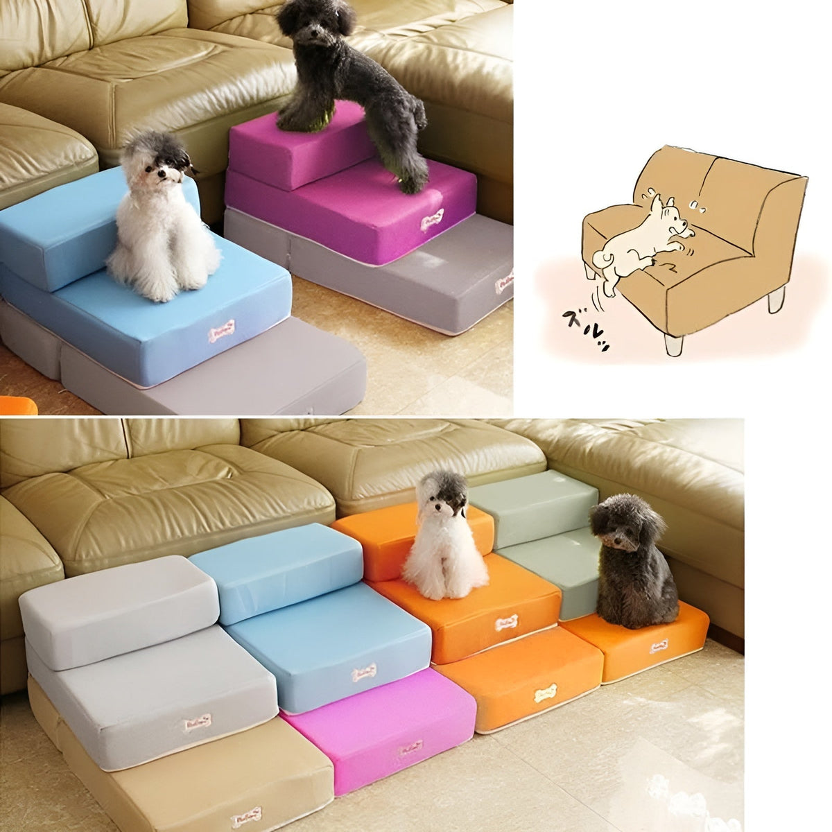 Luxus-Hundetreppe – Gelenkschonendes Design | Einfaches Aufsteigen auf Sofa und Bett - Minisofa