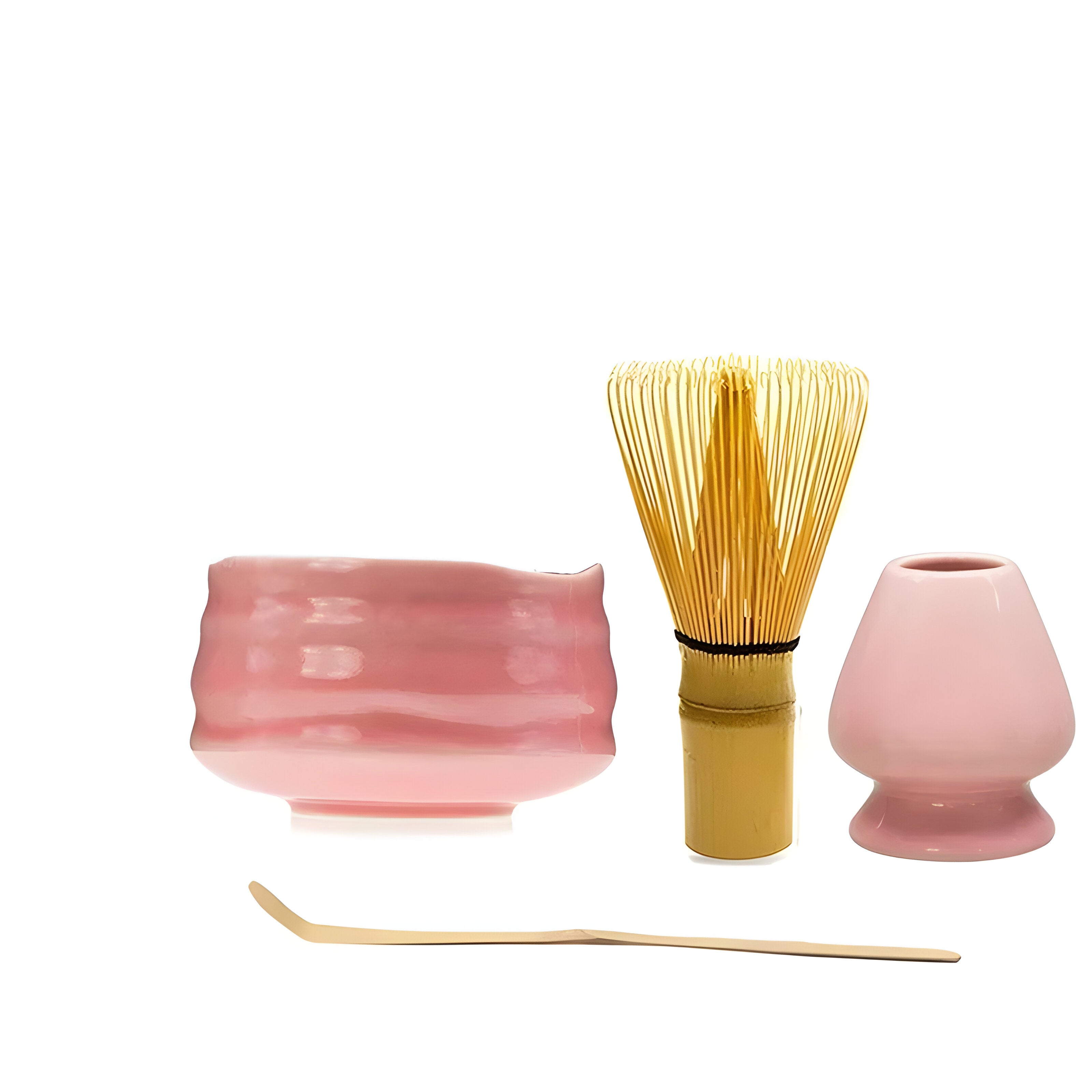SakuraWhisk Set – Japanisches Keramik-Matcha-Set in glänzendem Rosa