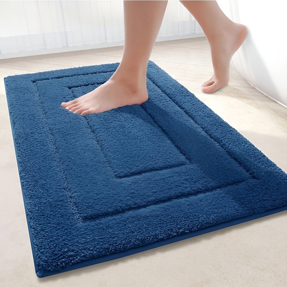 Mikrofaser-Badematte 41x61cm in Marineblau – rutschfest und waschbar