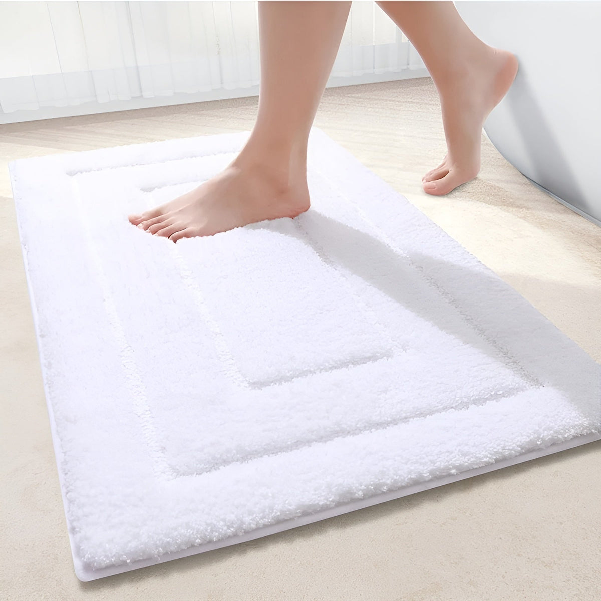 Mikrofaser-Badematte 41x61cm in Weiß – rutschfest und waschbar