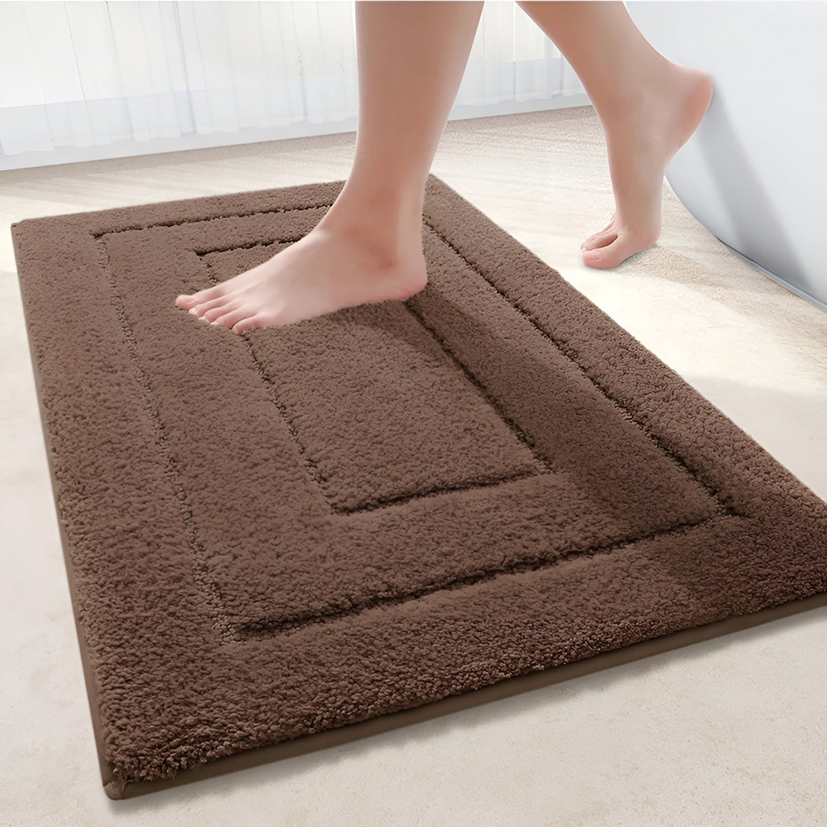 Mikrofaser-Badematte 41x61cm in Braun – rutschfest und waschbar