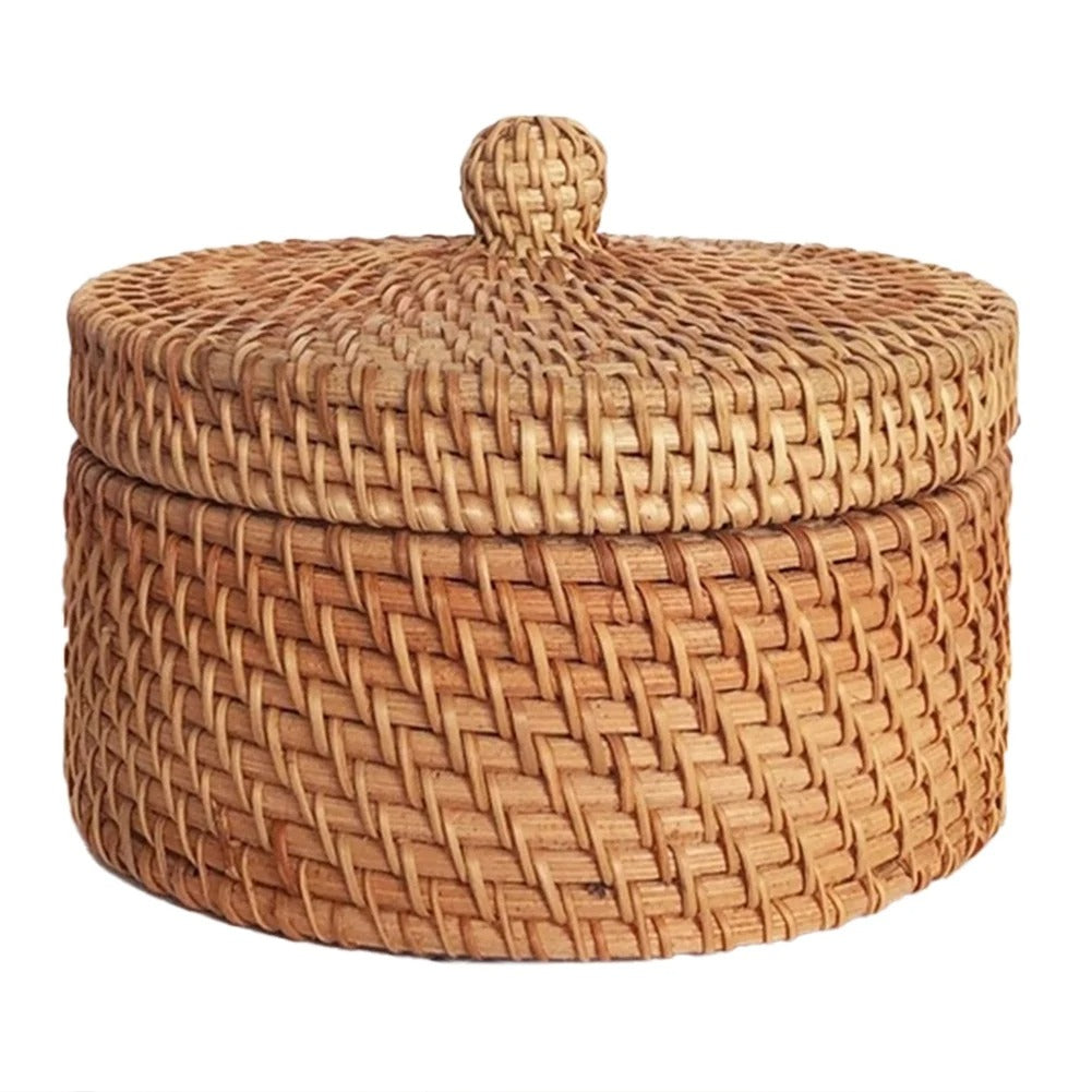 WeaveBreeze Basket - Handgeflochtene Rattan-Aufbewahrungsbox mit LED
