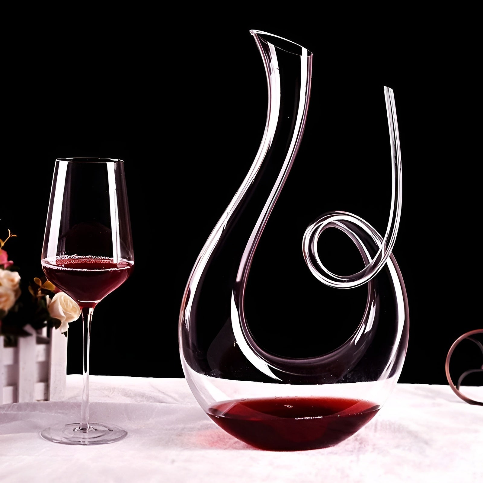 Schwan Spirale-Weindekanter – Elegantes Spiral-Design | 1500 ml für zu Hause oder die Bar